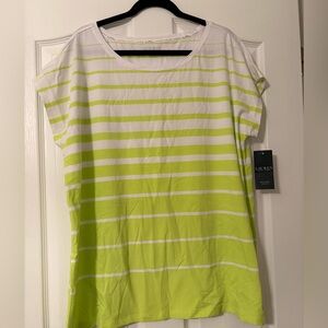 Ralph Lauren casual Women's Lime Striped Top. Plus Size 2X. NWT. Cool fabric.
